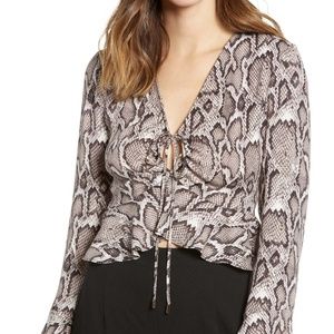 AFRM Snakeskin Scarlett Tie Front Crop Top